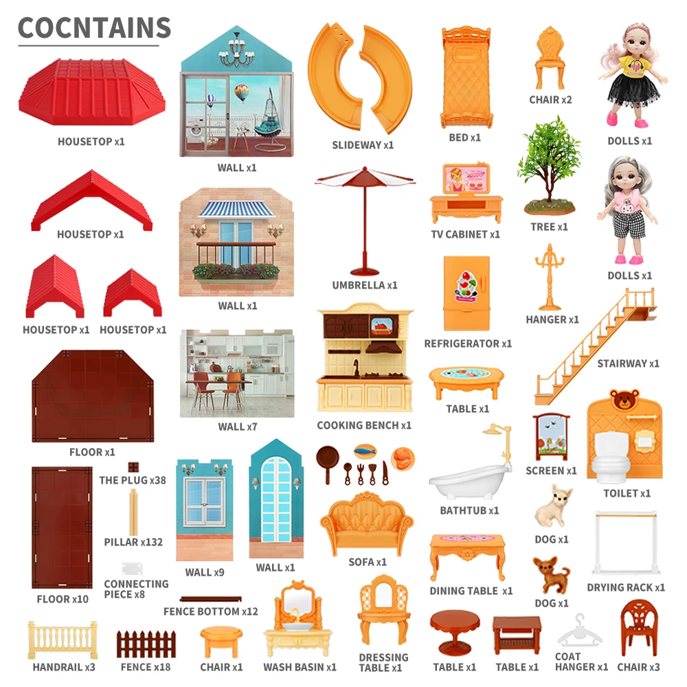 

Doll House Miniature Furniture Diy Kit Children's House Model Building Home Decoration Dolls Toys for Girls Children Gifts