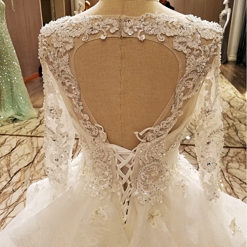 LS89965 матримонио элегантные свадебные платья с рукавами О-образным вырезом