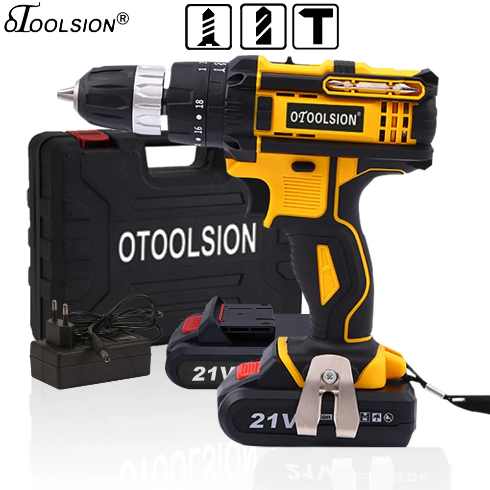 Беспроводная ударная дрель с литий ионным аккумулятором 18 + 3 крутящего момента 21