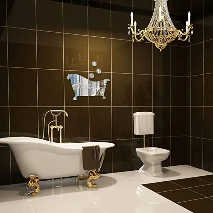 3D зеркала стены Стикеры Ванная комната двери вход для входа в обои настенные