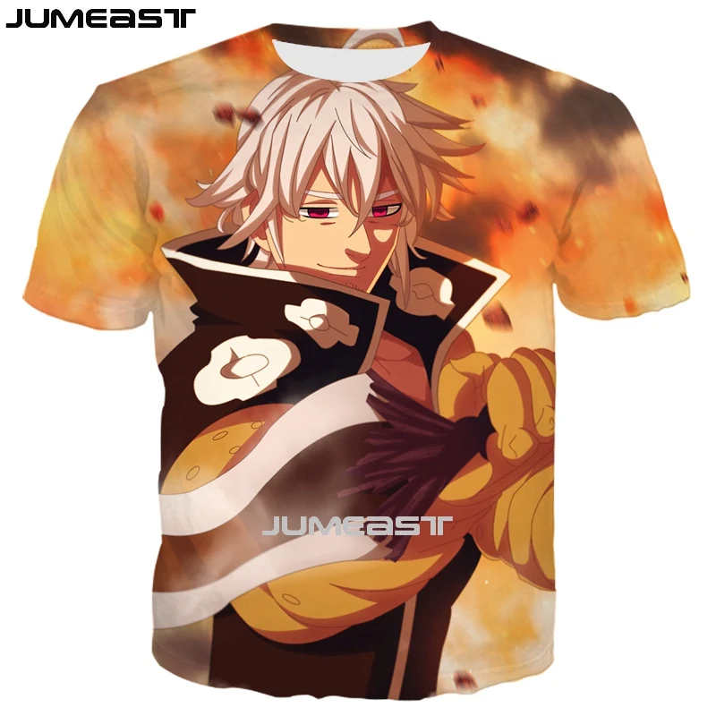 

Jumeast, мужская и женская 3d-футболка, Мультяшные аниме семи смертных грехов, летняя футболка с круглым вырезом и коротким рукавом, спортивный п...