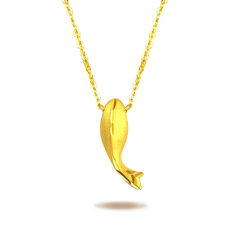 

KISS&FLOWER NK09 2021 Fine Jewelry Wholesale Fashion Woman Girl Birthday Wedding Gift Dolphin 24KT Gold Slim Pendant Necklace