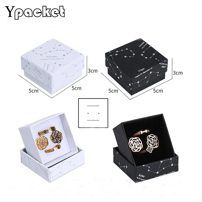 Jewellery Organizer 100pc/Lot Box Jewelry White Black Paper Box Ring Earring Necklace Pendant Carrying Case Custom Logo