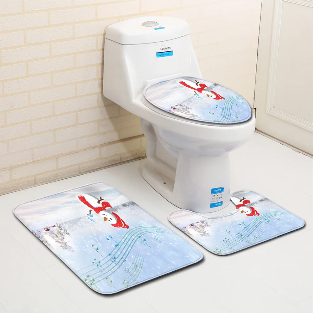 Рождественские коврик для ванной 3 шт. Ванная комната Комплект ковриков