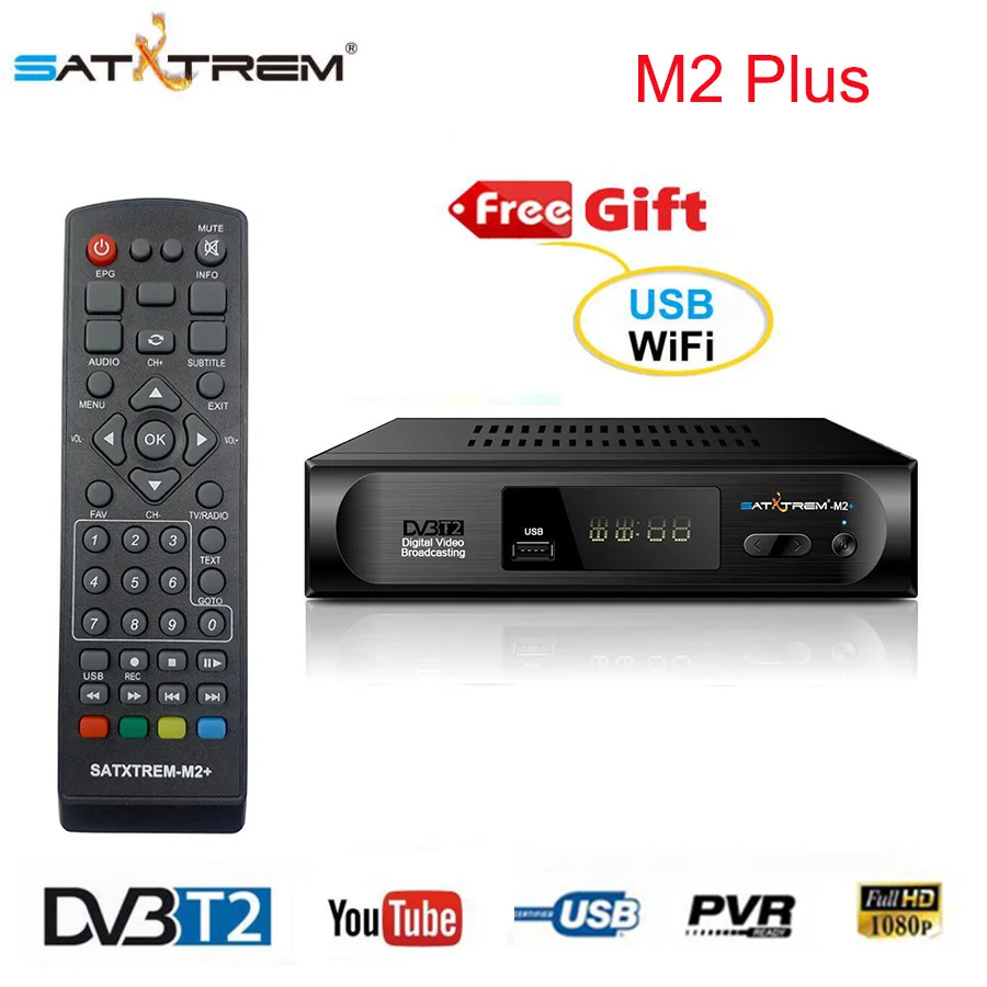 Satxtrem M2 Plus тюнер dvb t2 HD приёмникрецептор азамерики with usb wifi Digital Built-in Wifi Youtube тв приставка dvb t2 для России openbox