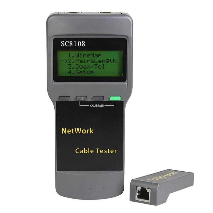 

SC8108 LCD Digital PC Data Network Portable Multifunction Wireless CAT5 RJ45 LAN Phone Meter Length Cable Tester Meter