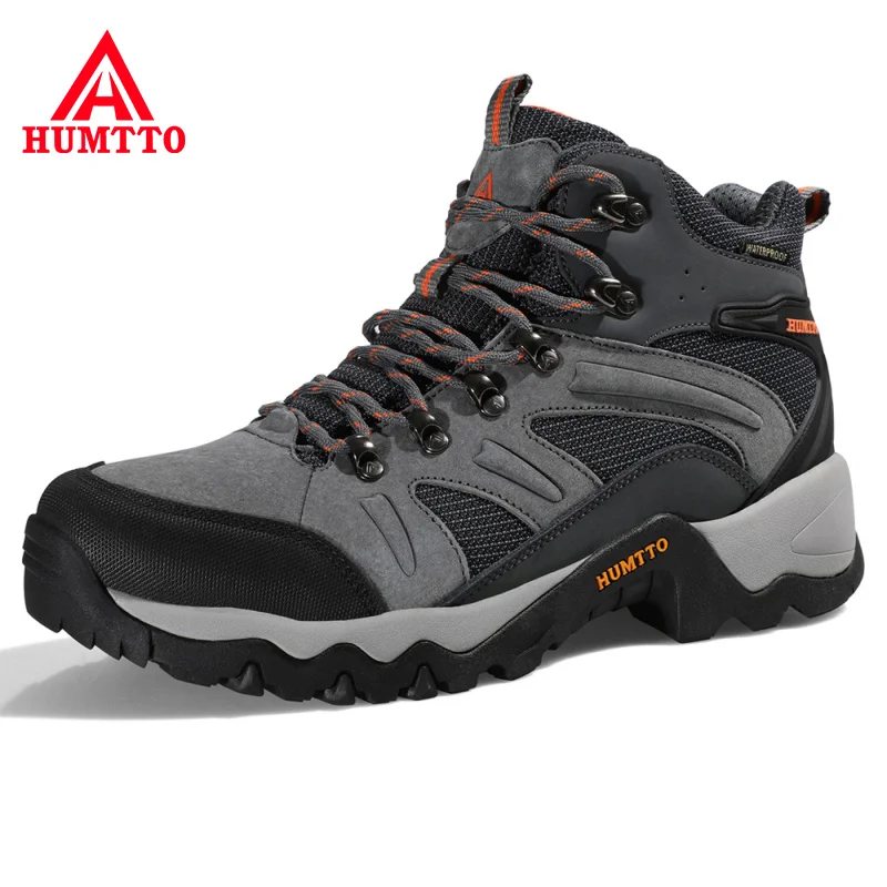 HUMTTO Waterproof Sports Hiking Shoes Genuine Leather Outdoor Hunting Climbing Boots Men Women Breathable Trekking Mens Sneakers