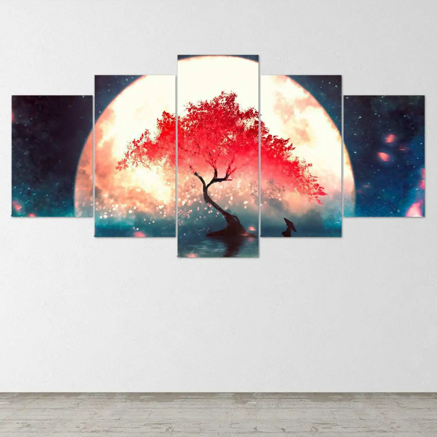 

No Framed 5 pieces Fantasy Abstract Starry Night Home Decor Modular Pictures Modern Canvas Paintings Printed Wall Art