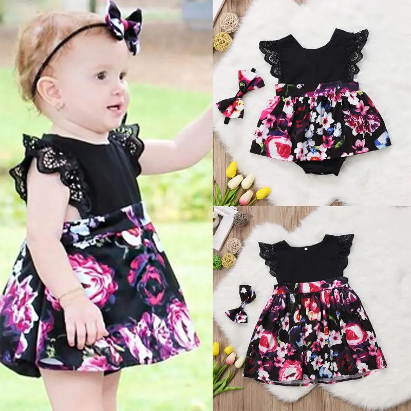 

Pudcoco Baby Girl Dress Sister Matching Outfits Lace Romper Dress Party Dresses+Headband Costumes Set Baby Girl Clothes