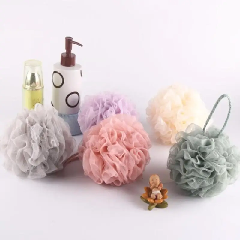 Bath Ball Bathroom Scrubber Nylon Mesh Body Cleaning Shower Soft Heart Sponge Rich Bubbles Bath Flower LX8936