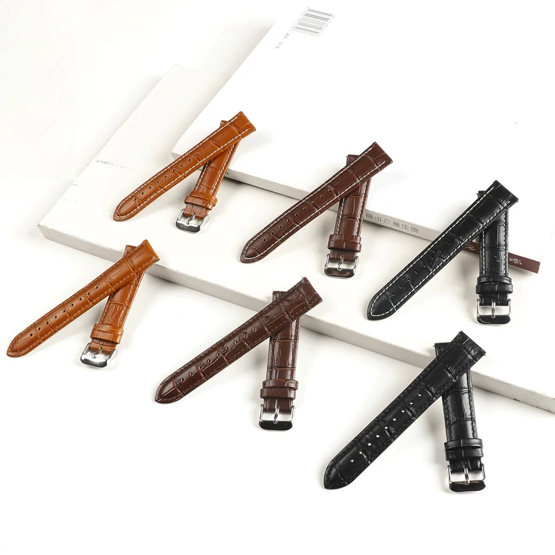 Ремешок из натуральной кожи для наручных часов браслет со стальной пряжкой 20 мм