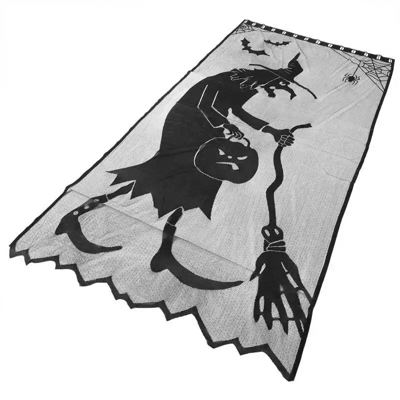 Плотные Шторы занавески черная ведьма Хеллоуина кружевная оконная занавеска