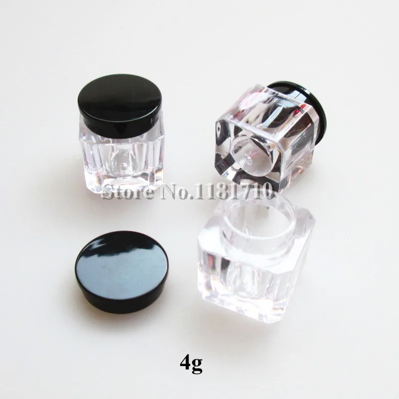 

48pcs/lot Square 4g Plastic Cosmetic Pot Jars Clear Jar DIY Eyeshadows Makeup Face Cream Lip Balm Containers Nail Art Storage