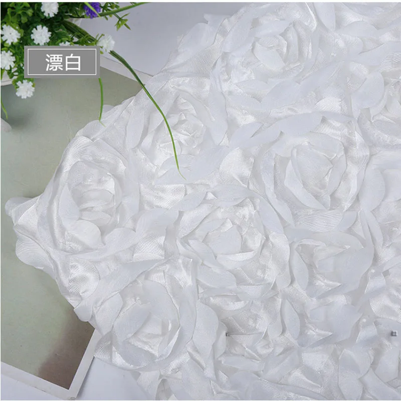 Pure white 1 м/лот трехмерная Роза Ткань 3D цветок фестиваль свадебный ковер ткань ажурное платье свадебное платье ткань - Цвет: Pure white