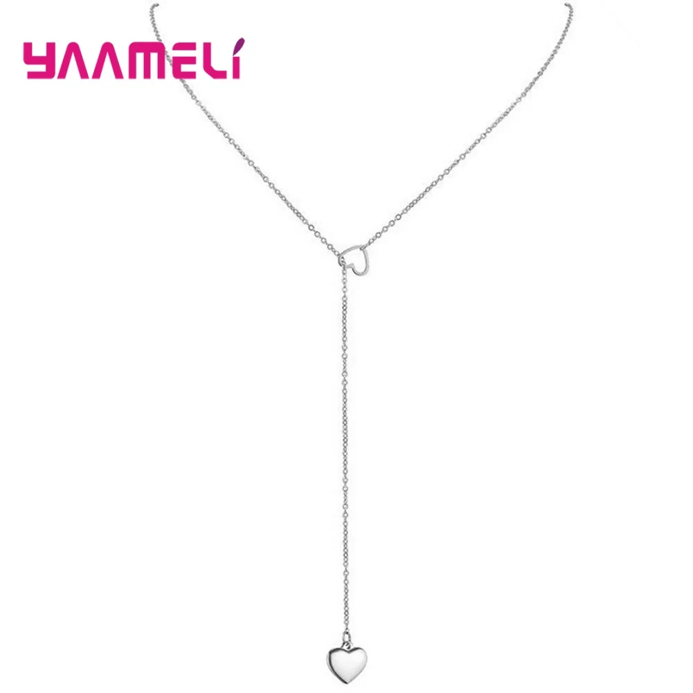 

Not Fade 925 Sterling Silver Jewelry Double Heart Charm Choker Necklace Women Femme Birthday Valentines Gift Hot Sale