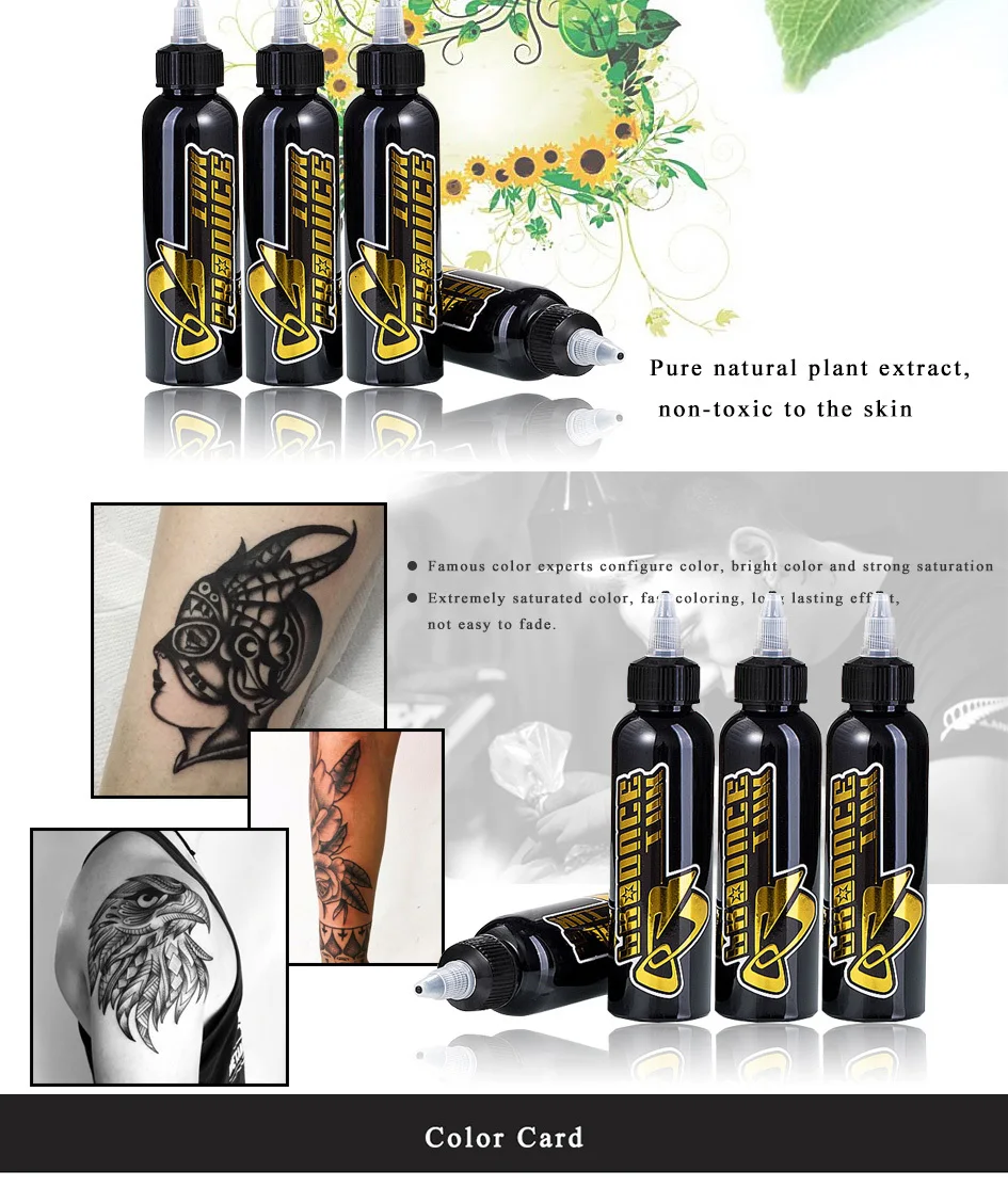 Og Tattoo Ink Set 4oz 120ml/bottle Black Tattoo Ink Dynamic Materials for Tattooing Permanent Makeup Pigment for Eyebrow Eyeline