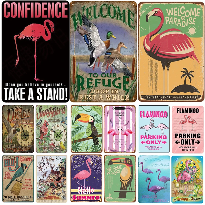 

Parrot Plaque Metal Vintage Tin Sign Pin Up Shabby Chic Decor Metal Signs Vintage Bar Decoration Metal Poster Pub Metal Plate
