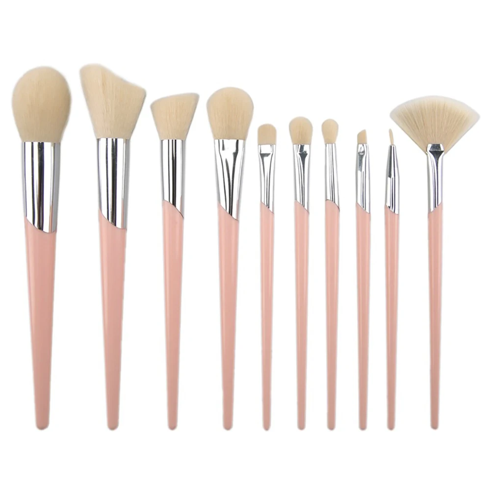New oblique tube makeup brush set 7 10 pieces 11 powder silver portable tools | Красота и здоровье