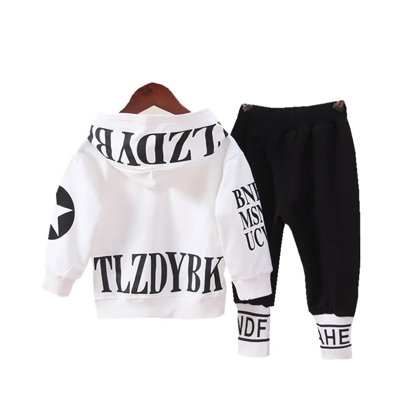 Spring Autumn Baby Boys Girls Cotton Clothes Children Letter Hooded Pants 2Pcs/sets Infant Kid Fashion Toddler Casual Tracksuits