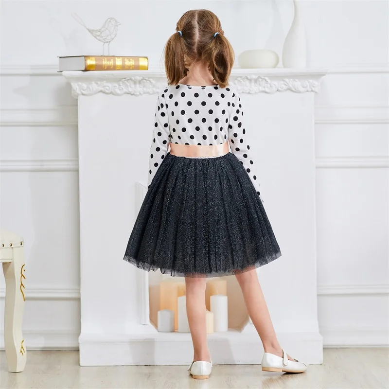 

Girl Dress Princess Fall Winter Polka Dots Dress Long Sleeve Kids Dresses For Infantil Baby Girls Party Holiday Casual Clothes