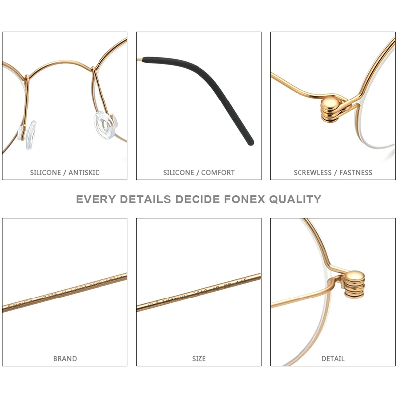 FONEX B Titanium Glasses Frame Women Prescription Eyeglasses Men New Korean Myopia Optical Frames Morten Screwless Eyewear 7510