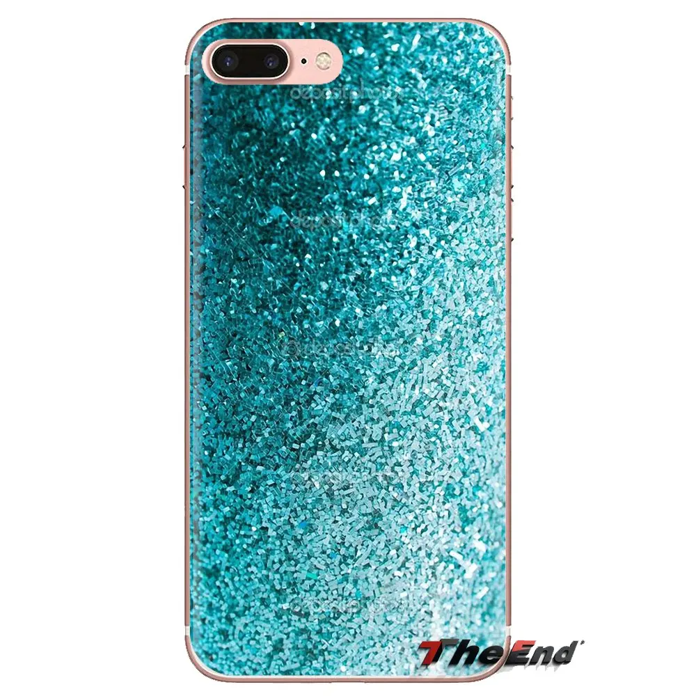Soft TPU Phone Case For Sony Xperia Z Z1 Z2 Z3 Z5 compact M2 M4 M5 C4 E3 T3 XA Huawei Mate 7 8 Y3II Teal Blue Glitter Background |
