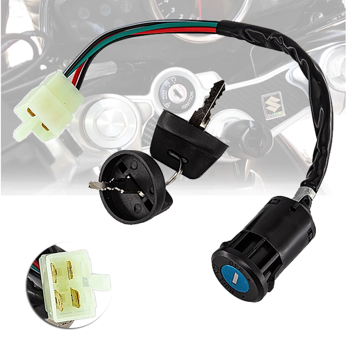 

High Quality Motorcycle 4 Wire Waterproof plug Ignition Key Barrel Switch For ATV QUAD TAOTAO Pit Dirt Bike Buggy 50-125cc