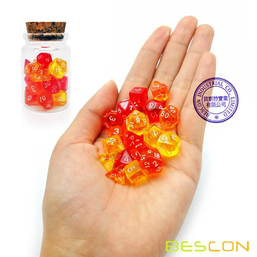 Bescon-Mini dados de gemas poli&eacute;dricos, 21 unidades, 3 colores en juego completo de 7, tama&ntilde;o de dados en miniatura de 10MM-3