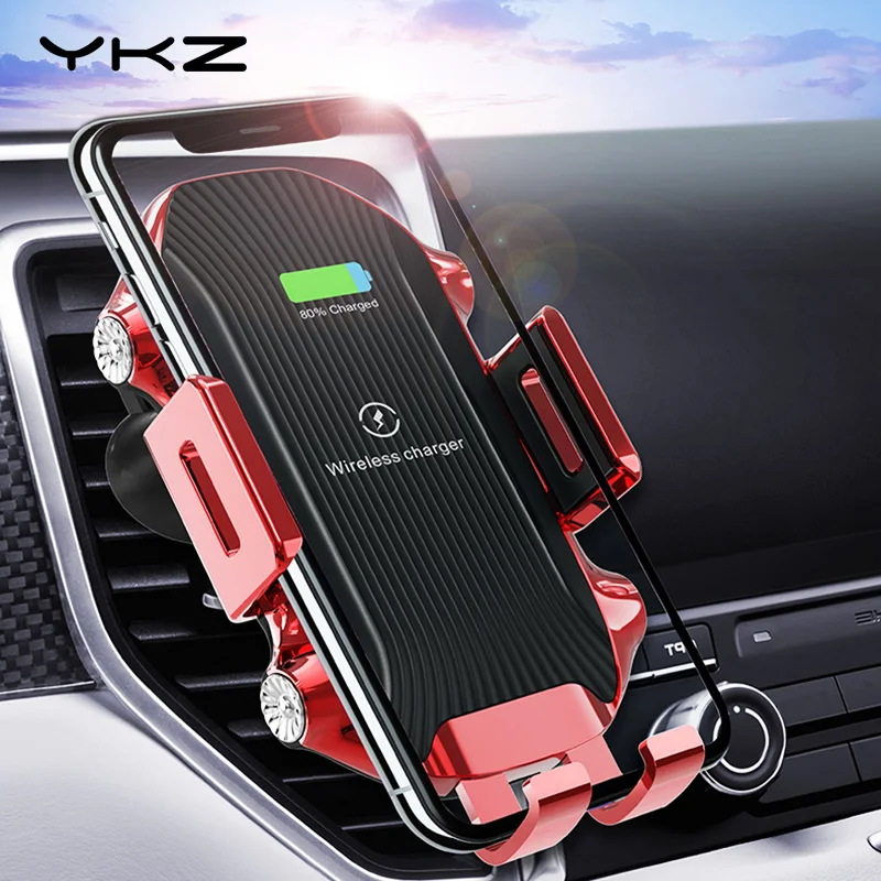 YKZ Qi автомобильное беспроводное зарядное устройство для iPhone Xs Max Xr X samsung S9 10 Вт