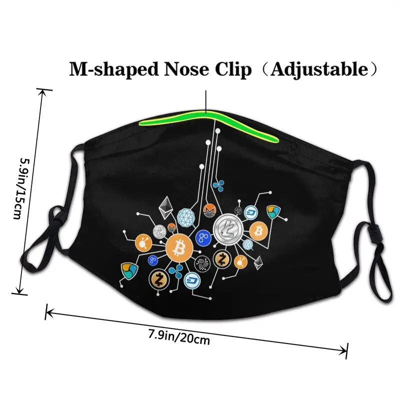Маска для лица мужчин и женщин многоразовый респиратор криптовалюты биткоина