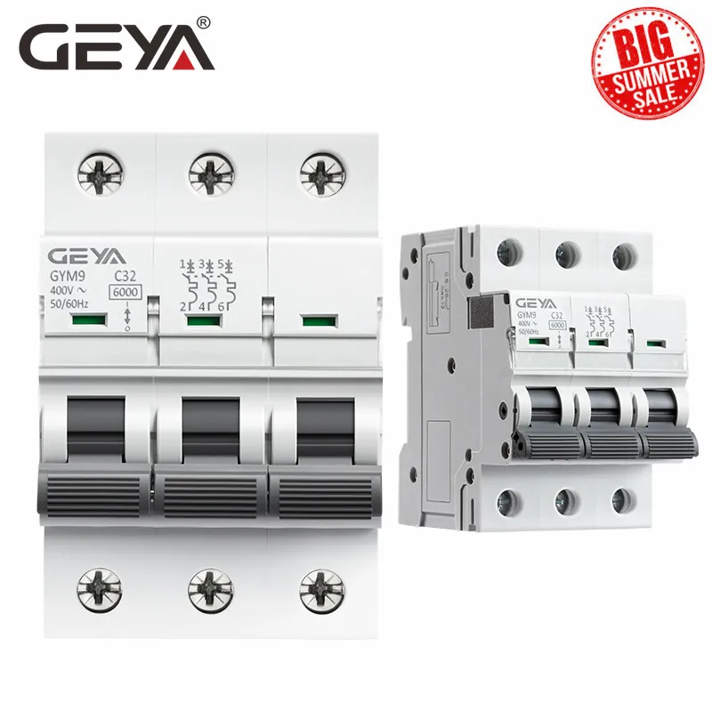 Мини выключатель GEYA GYM9 3P 6KA автоматический на Din рейку 6A 10A 16A 20A 25A 32A 40A 50A 63A AC Type MCB