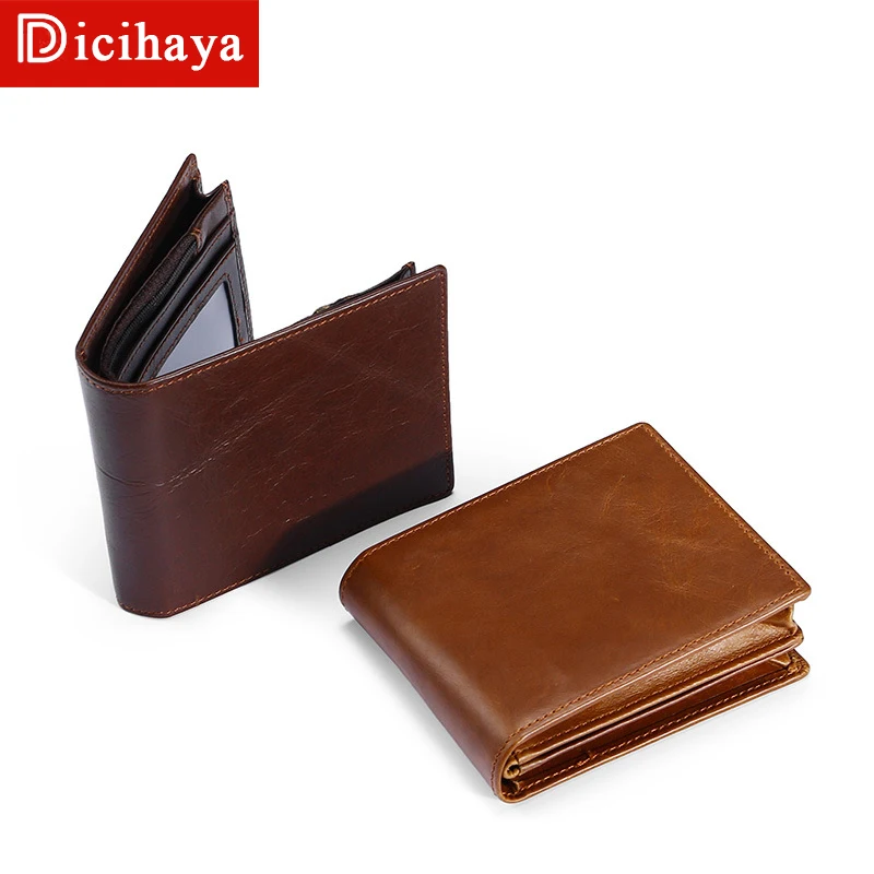 Dicihaya New 2020 Genuine Leather Wallet Men Brand Purses for men Brown Bifold Mens Coffee Fashion card holder | Багаж и сумки