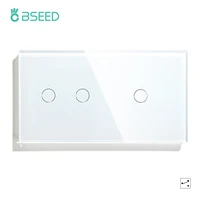 bseed touch switch 3 gang 2 way eu standard touch sensor switch 1 way black white golden with glass panel home improvement