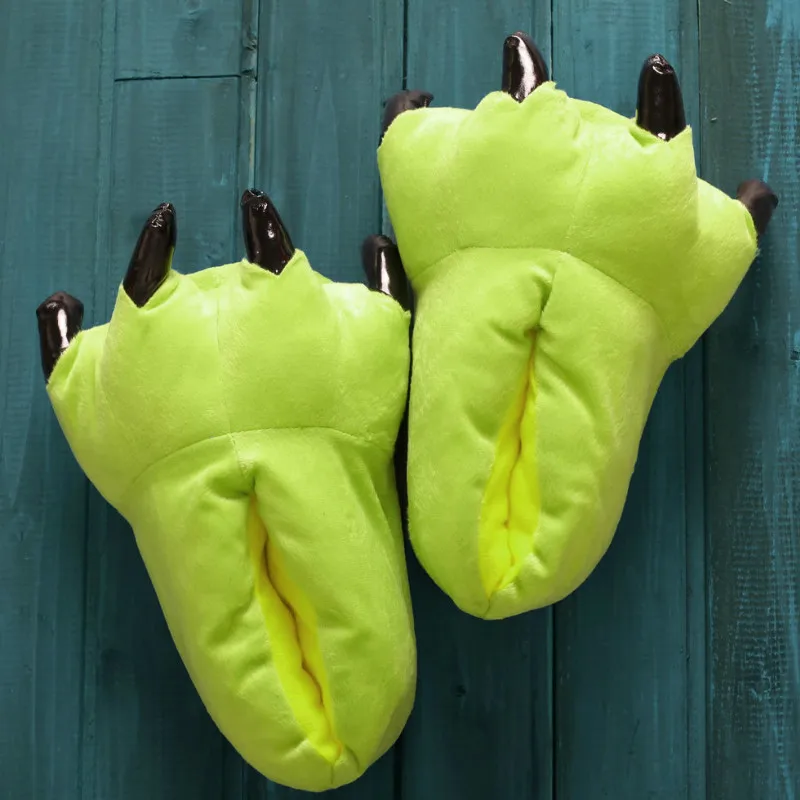 Обувь с лапами для мужчин и женщин домашняя обувь из бархата кораллового цвета