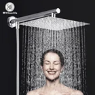 Myqualitfe Бесплатная доставка 10-дюймовая дождевая квадратная фотоэлектрическая насадка для душа из нержавеющей стали настенный шланг