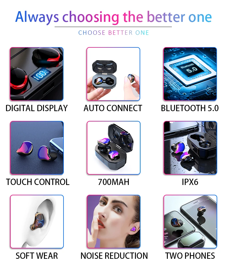 G01 беспроводные Bluetooth наушники 6D стерео водонепроницаемые с микрофоном гарнитура