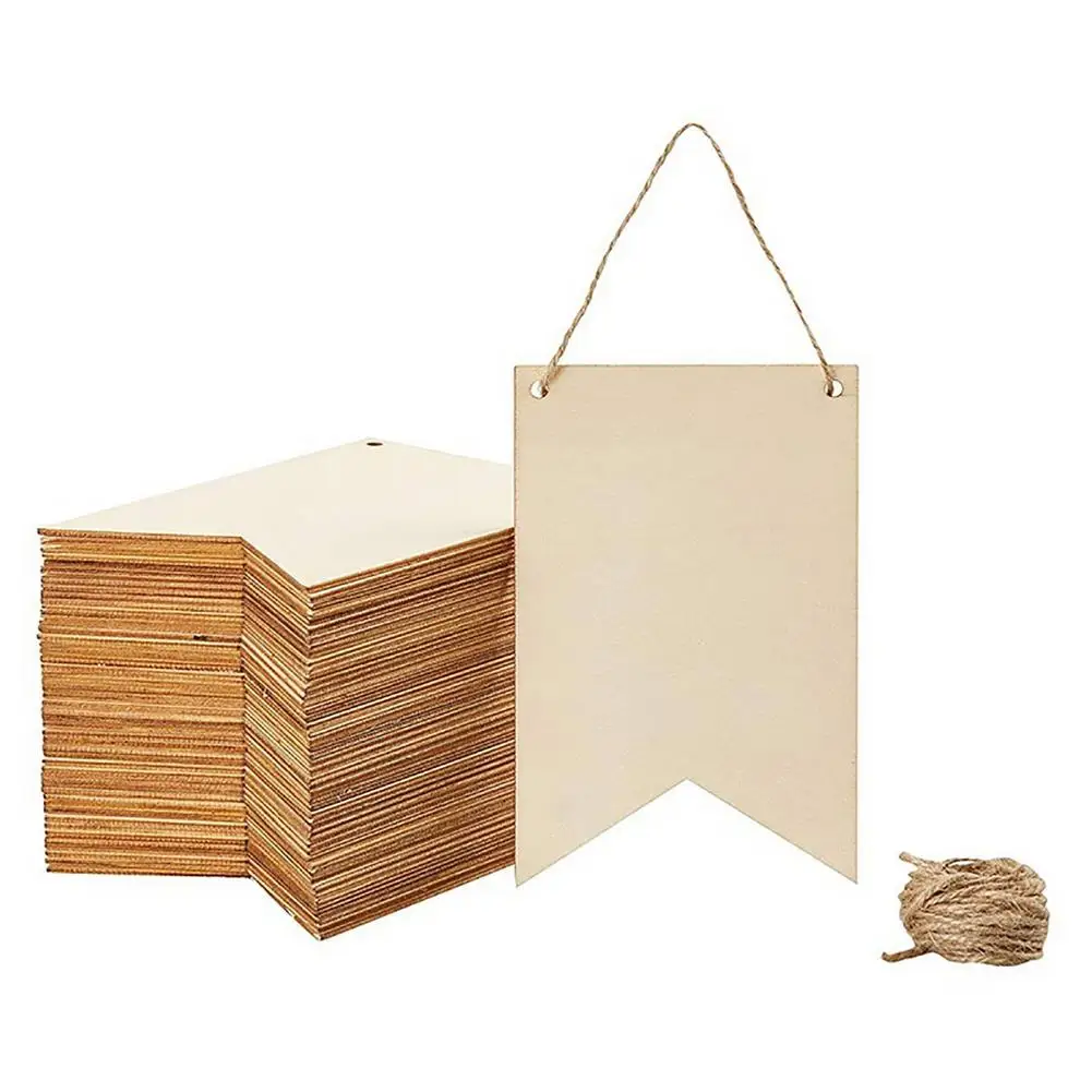 

Natural Wooden Signs Banner Unpainted Rustic Hanging Panes Woodchip Birthday Party Party Home Decoration Blank Pendant