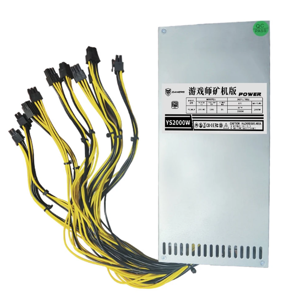 Блок питания для майнинга ETH 2000 Вт 2U одноканальный блок GPU с 10 * PCI 6Pin и вентилятором