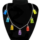Медведя бабочки кулон ожерелье для женщин с бусами для девочек цвета: золотистый, серебристый Цвет животных колье ожерелье и другие товары цепочка, ювелирное изделие, подарок