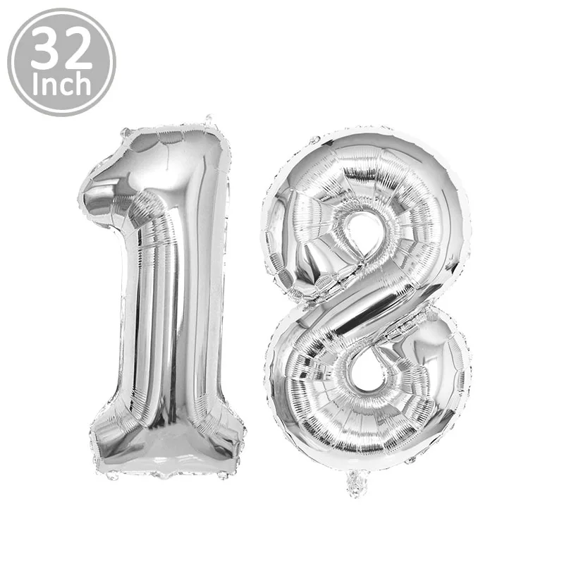 silver 18 Lincaier 32 дюйма 62 см с днем рождения 18 воздушные шары 18-летние вечерние украшения мужские аксессуары для девушки поставки - Цвет: silver 18