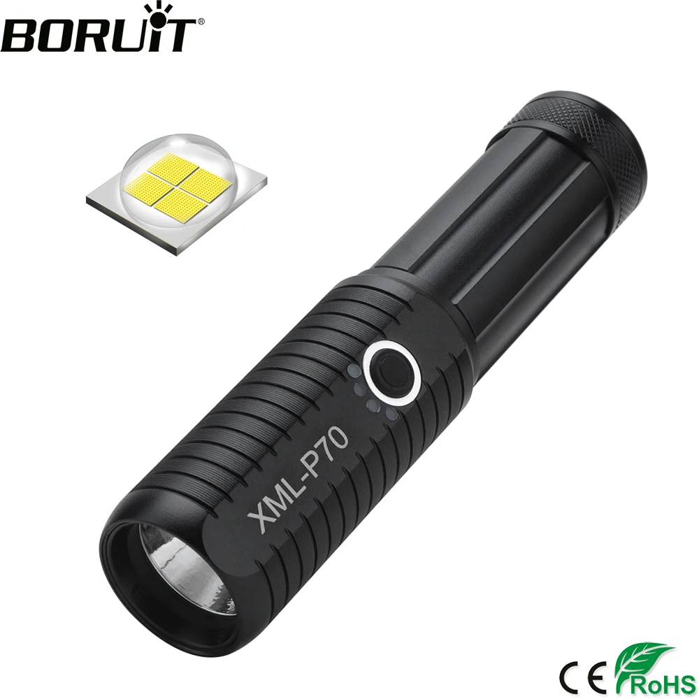 BORUiT XHP70.2 светодиодный Мощный флэш светильник 4000LM 5 режимный водонепроницаемый