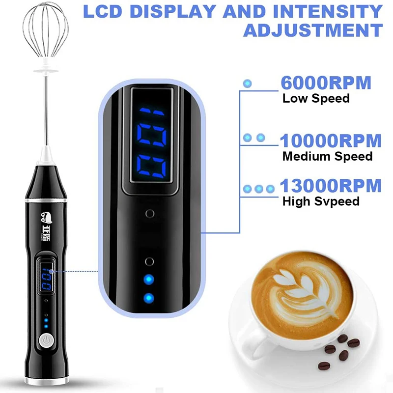 

5W 3 Modes Electric Milk Frother Automatic Milk Foam Maker for Bulletproof coffee, Matcha, Hot Chocolate Stainless Steel Whisk