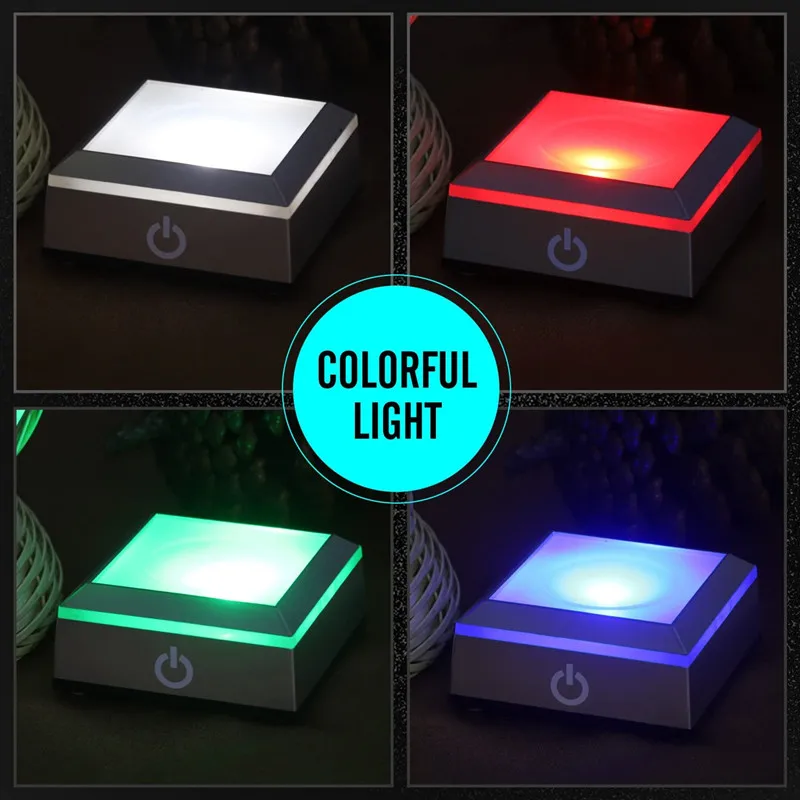 

LED Colorful Light Base with Sensitive Touch Switch Square Display Plate Lamps for 3D Laser Engraved Crystal Glass Ball or Cube