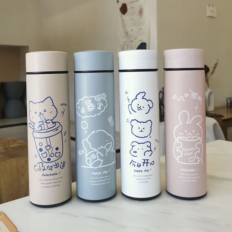 Мультяшная термос 450 мл милый в виде животного бутылка из нержавеющей стали для
