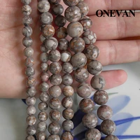onevan natural mafanite coral crianoids jasper beads smooth round stone bracelet necklace jewelry making diy accessories design