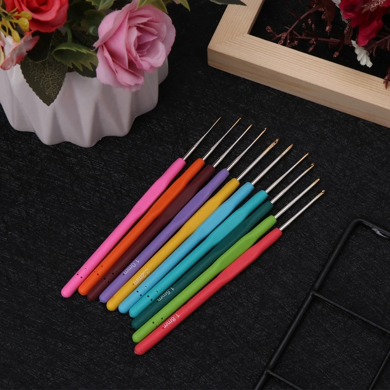 

10Pcs Bearded Needle Crochet Hooks Set Ergonomic Soft-Grip Handle Sewing Knitting Knitwear DIY Tools