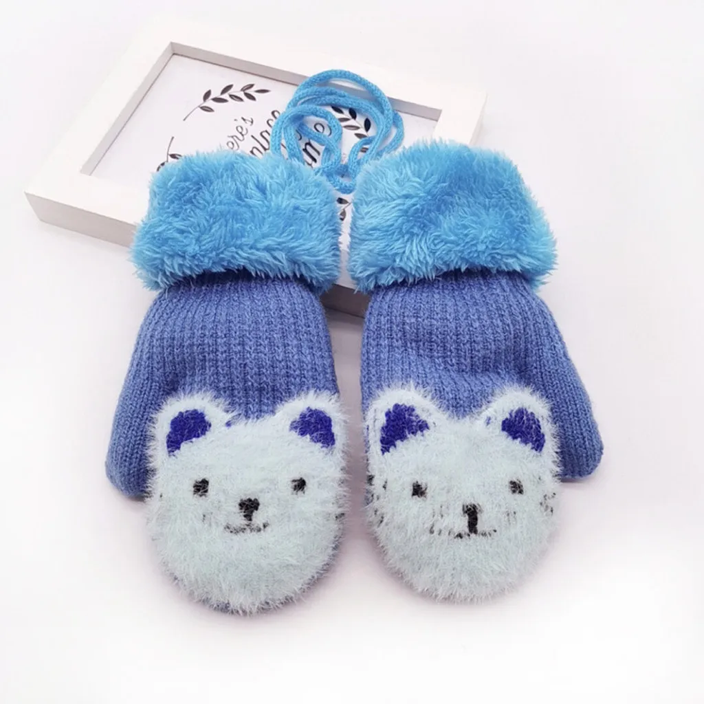 Children Kids Boys Girls Winter Cartoon Beer Patchwork Color Warm Knitted Gloves kids gloves mittens перчатки варежки guantes |