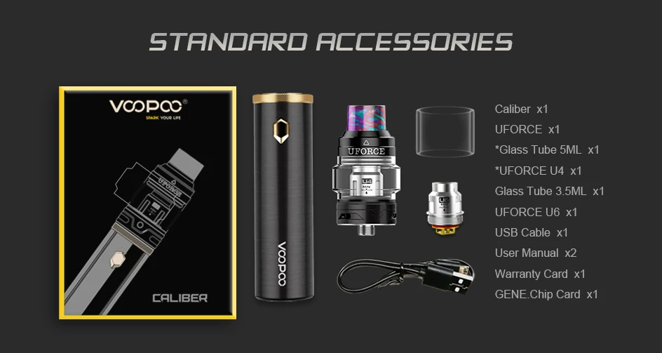 Набор электронных сигарет VOOPOO CALIBER PEN, 3000 мА/ч, набор для запуска ручки, макс. 110 Вт, выход 5 мл, Uforce Tank U4 U6, катушки