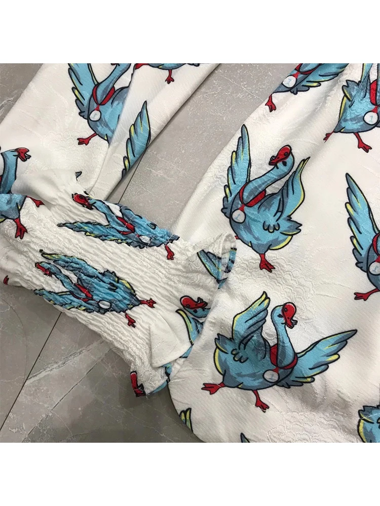 

Retro big lapel lucky goose print cartoon loose shirt ladies autumn new style personality fashion all-match jacket free shipping