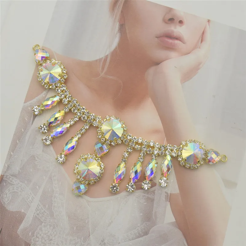 Стеклянные кристаллы стразы с золотым цветком 2 шт.|Принадлежности для рукоделия|